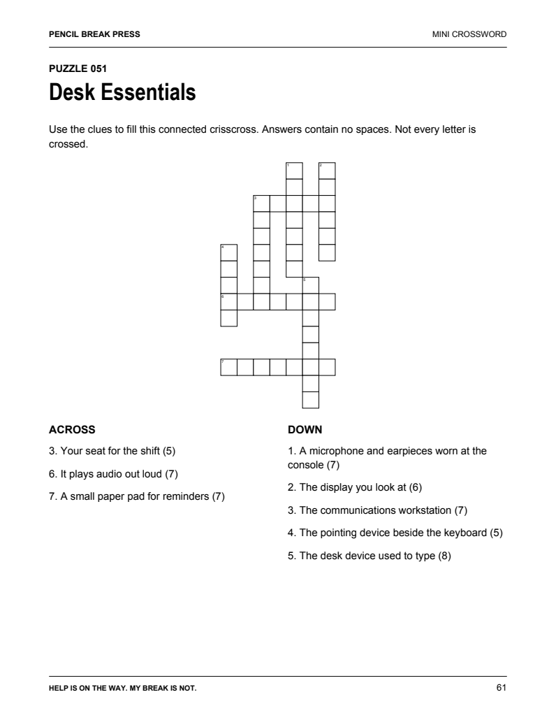 Interior sample: Mini crosswords