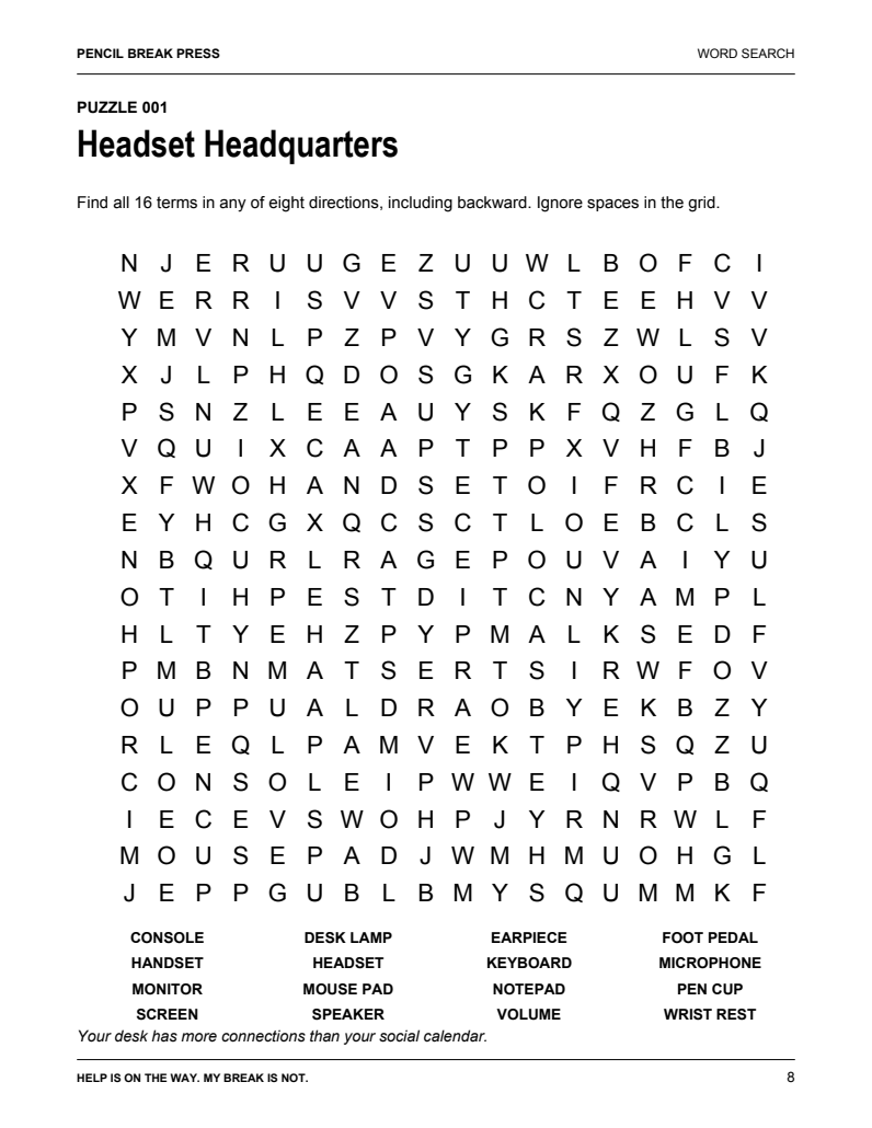 Interior sample: Word searches