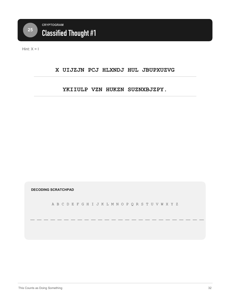 Sample cryptograms page from the book