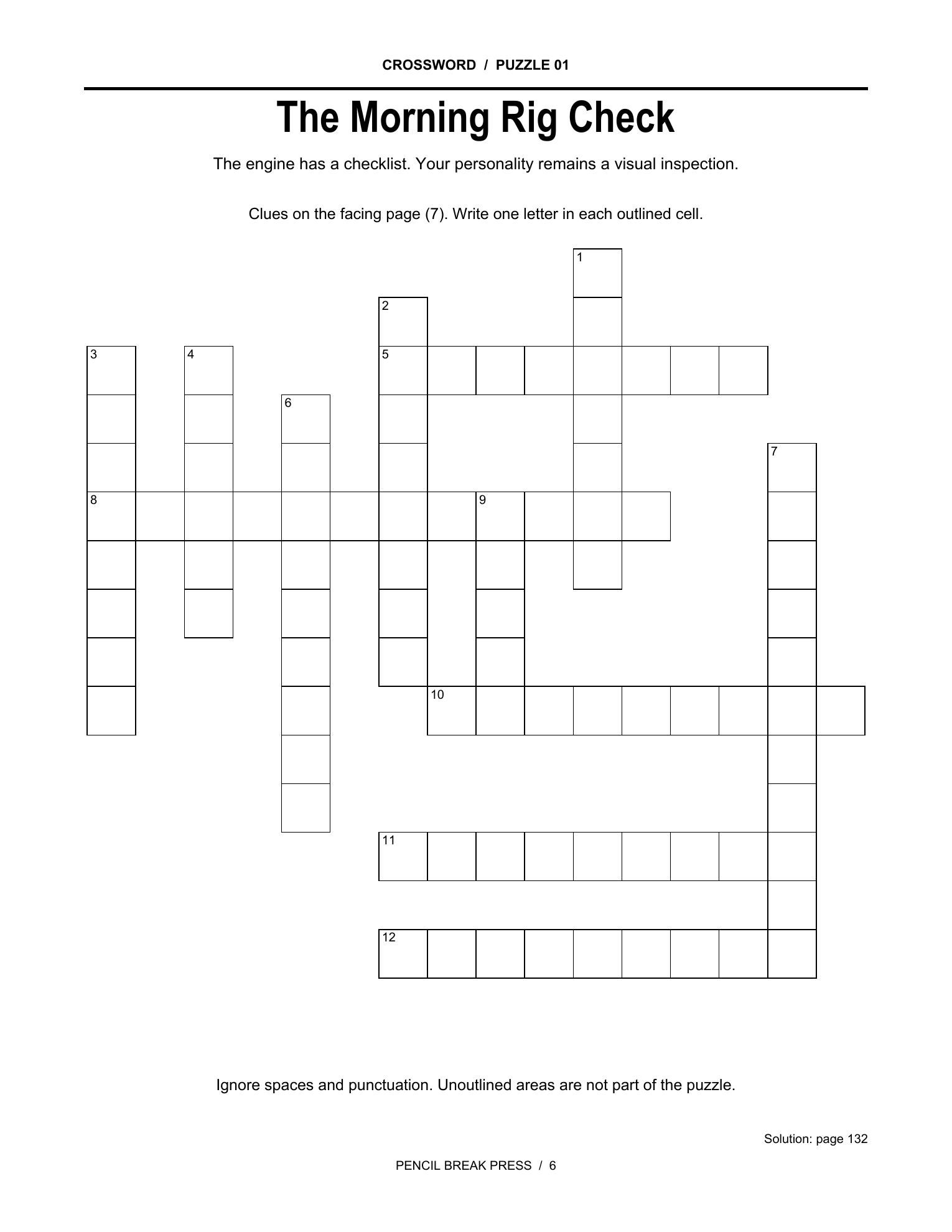Actual black-and-white crossword page from More Water Won't Solve This.