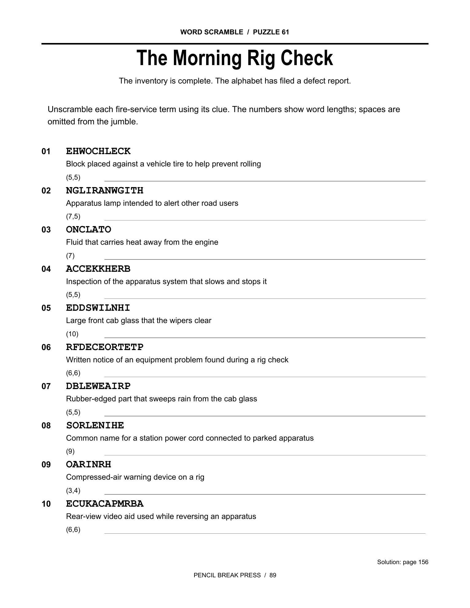 Actual black-and-white word scramble page from More Water Won't Solve This.