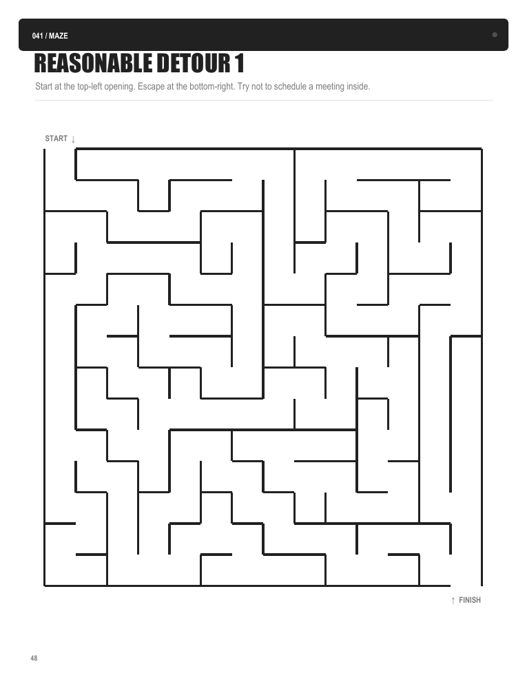 Sample mazes page from I'm Not Procrastinating. This Is a Puzzle