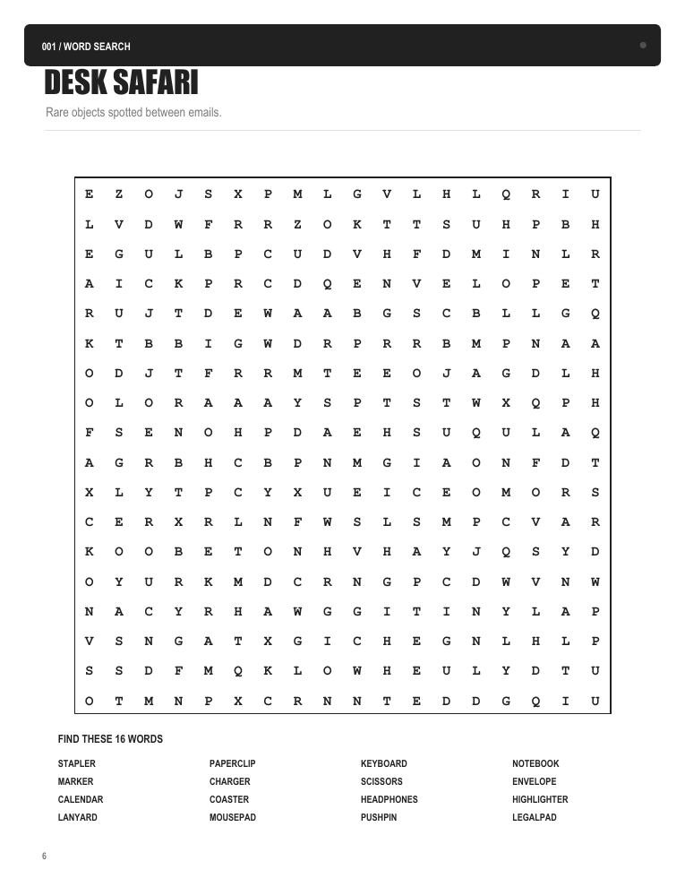 Sample word searches page from I'm Not Procrastinating. This Is a Puzzle